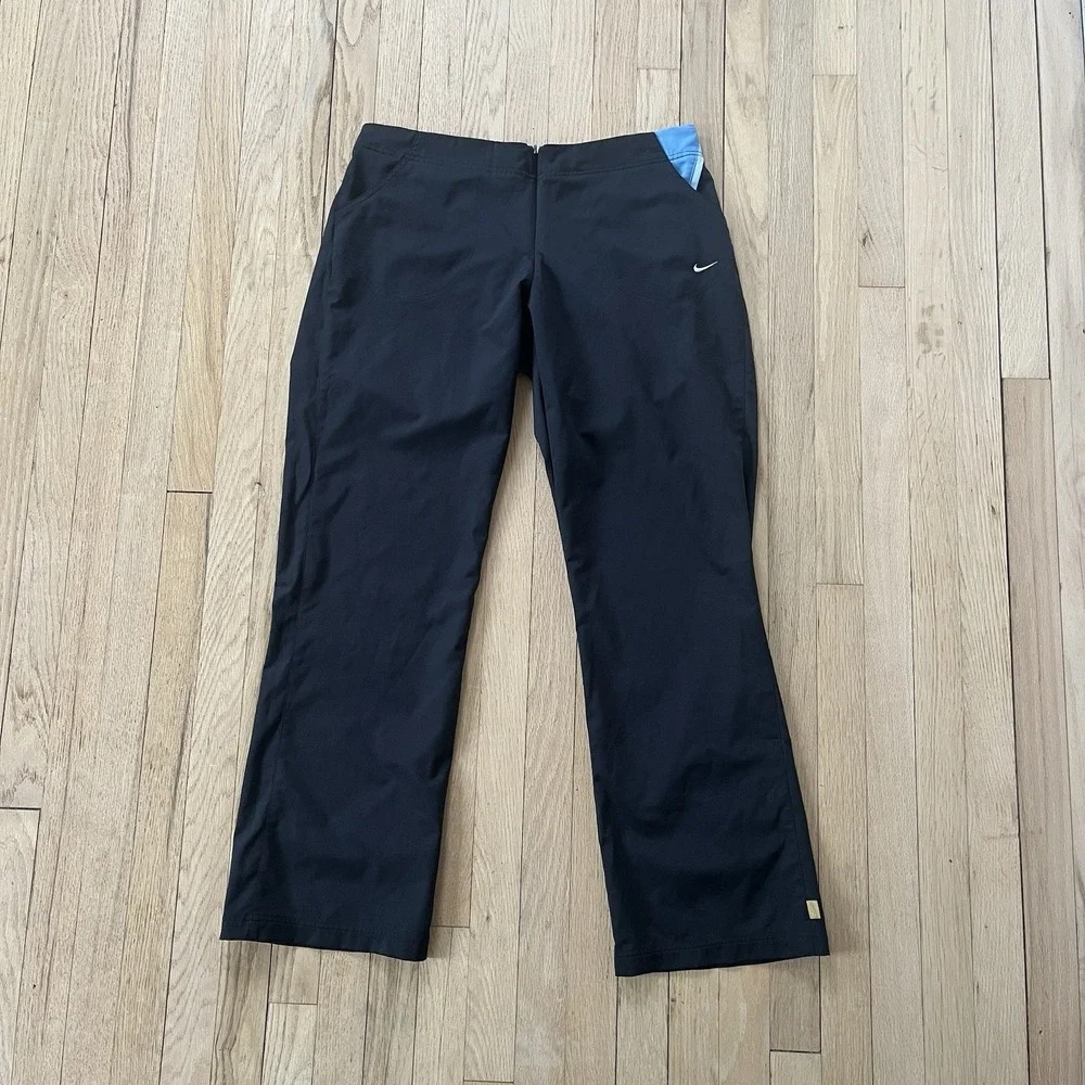 Nike Athletic Women's Black Track Pants XL Boot Cut Leg Y2K Swoosh